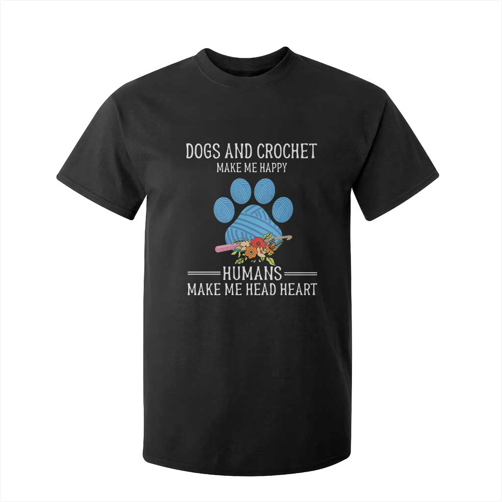 Funny Dogs And Crochet T Shirt For Kid Make Me Happy TS09 Black Print Your Wear