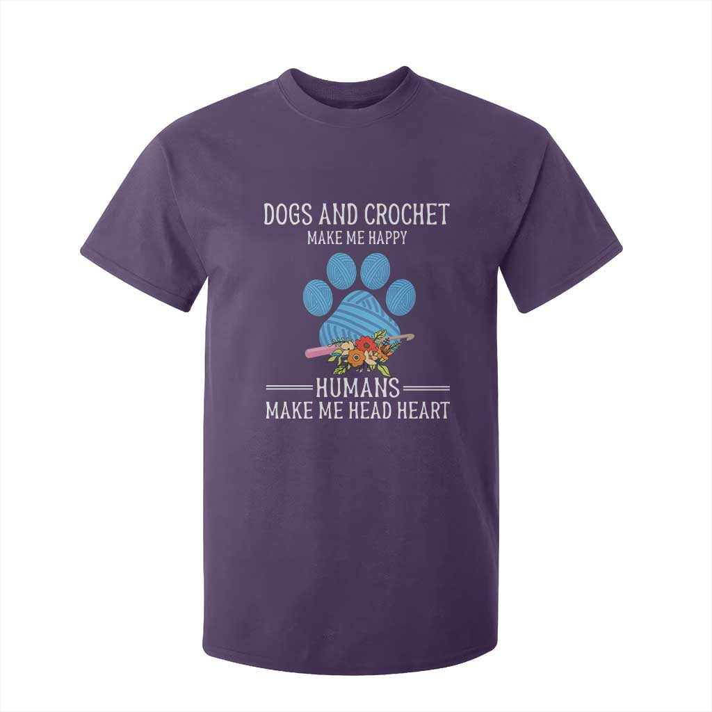 Funny Dogs And Crochet T Shirt For Kid Make Me Happy TS09 Purple Print Your Wear