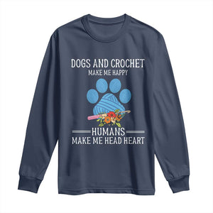 Funny Dogs And Crochet Long Sleeve Shirt Make Me Happy TS09 Navy Print Your Wear
