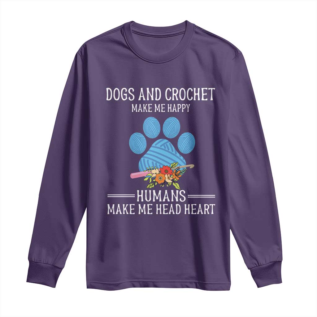 Funny Dogs And Crochet Long Sleeve Shirt Make Me Happy TS09 Purple Print Your Wear