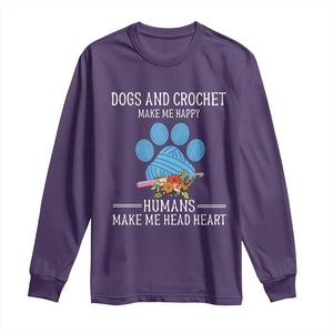 Funny Dogs And Crochet Long Sleeve Shirt Make Me Happy TS09 Purple Print Your Wear