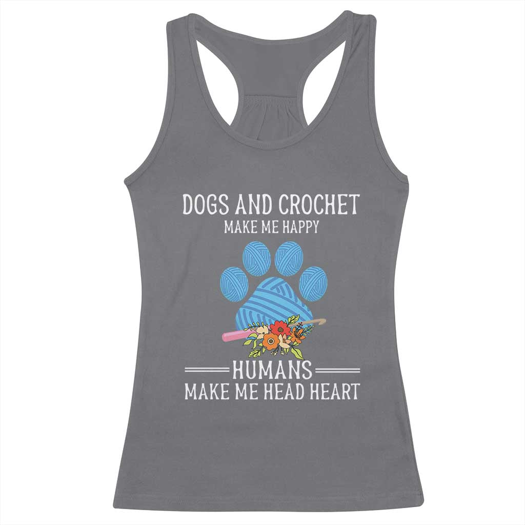 Funny Dogs And Crochet Racerback Tank Top Make Me Happy TS09 Charcoal Print Your Wear