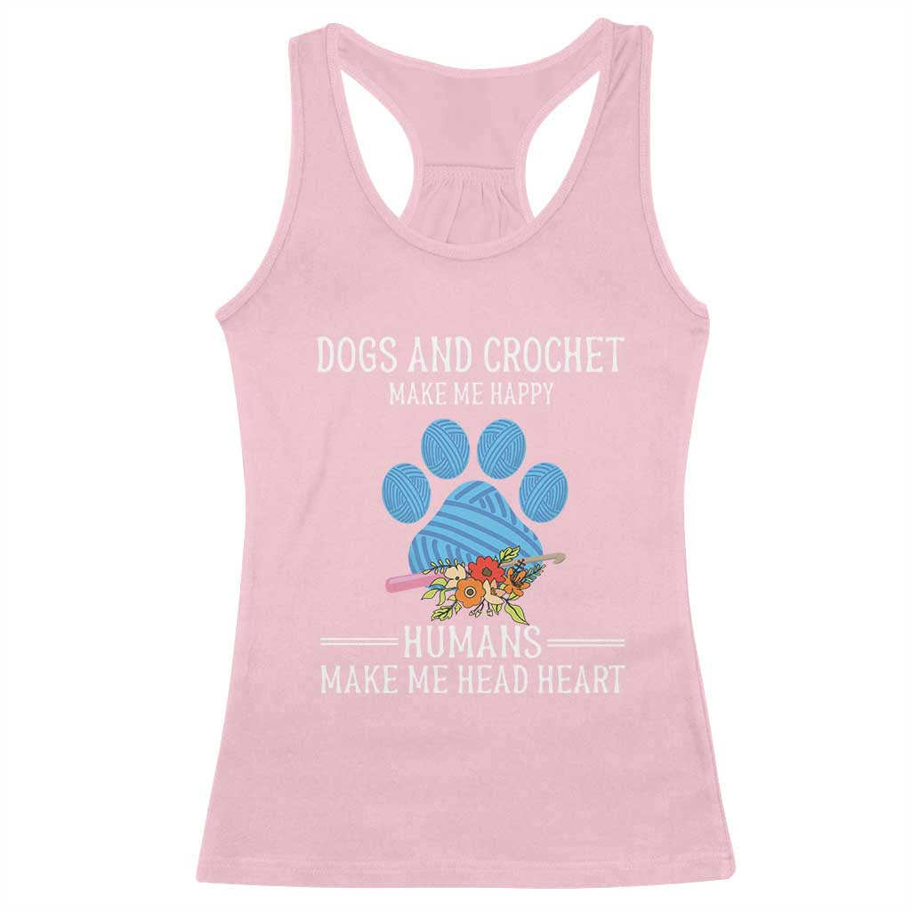 Funny Dogs And Crochet Racerback Tank Top Make Me Happy TS09 Light Pink Print Your Wear