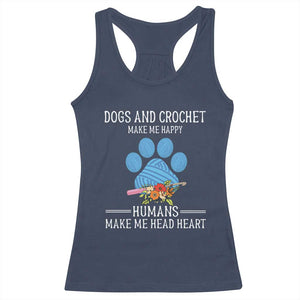 Funny Dogs And Crochet Racerback Tank Top Make Me Happy TS09 Navy Print Your Wear