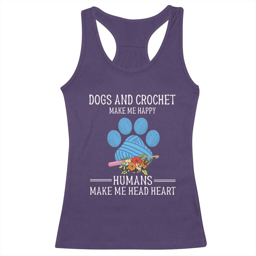 Funny Dogs And Crochet Racerback Tank Top Make Me Happy TS09 Purple Print Your Wear