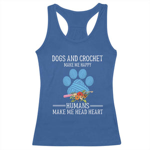 Funny Dogs And Crochet Racerback Tank Top Make Me Happy TS09 Royal Blue Print Your Wear