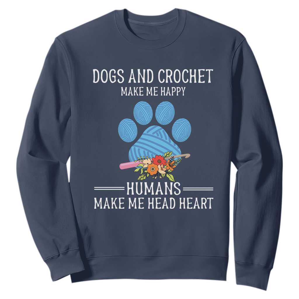 Funny Dogs And Crochet Sweatshirt Make Me Happy TS09 Navy Print Your Wear