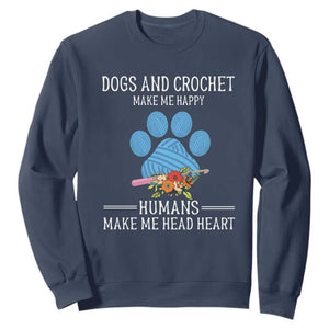 Funny Dogs And Crochet Sweatshirt Make Me Happy TS09 Navy Print Your Wear