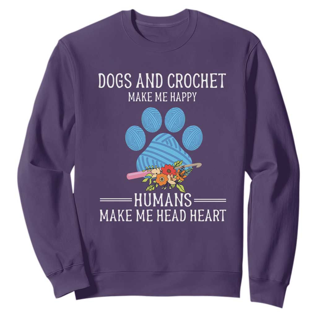 Funny Dogs And Crochet Sweatshirt Make Me Happy TS09 Purple Print Your Wear