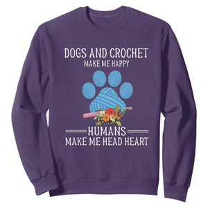 Funny Dogs And Crochet Sweatshirt Make Me Happy TS09 Purple Print Your Wear