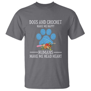 Funny Dogs And Crochet T Shirt Make Me Happy TS09 Charcoal Print Your Wear