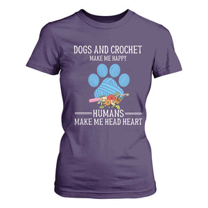 Funny Dogs And Crochet T Shirt For Women Make Me Happy TS09 Purple Print Your Wear