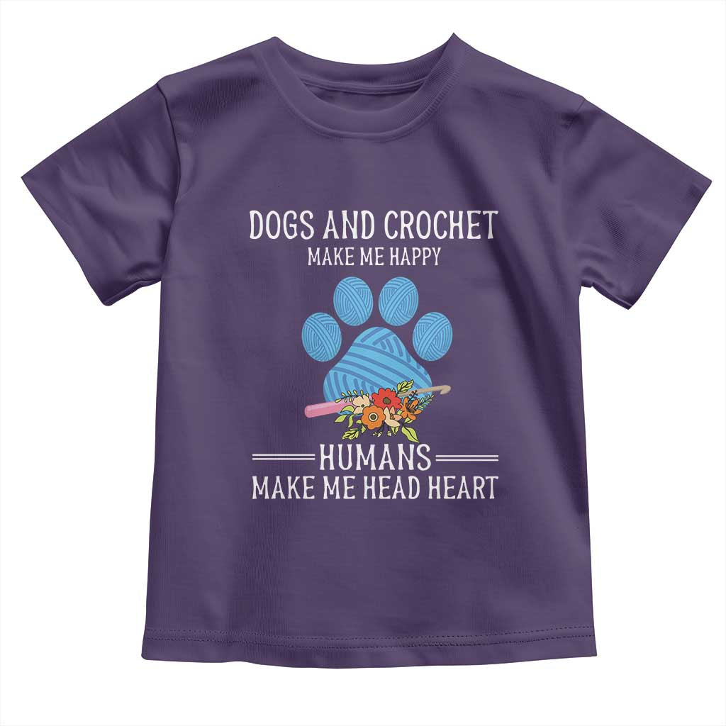 Funny Dogs And Crochet Toddler T Shirt Make Me Happy TS09 Purple Print Your Wear