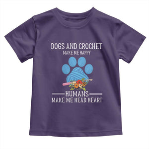 Funny Dogs And Crochet Toddler T Shirt Make Me Happy TS09 Purple Print Your Wear