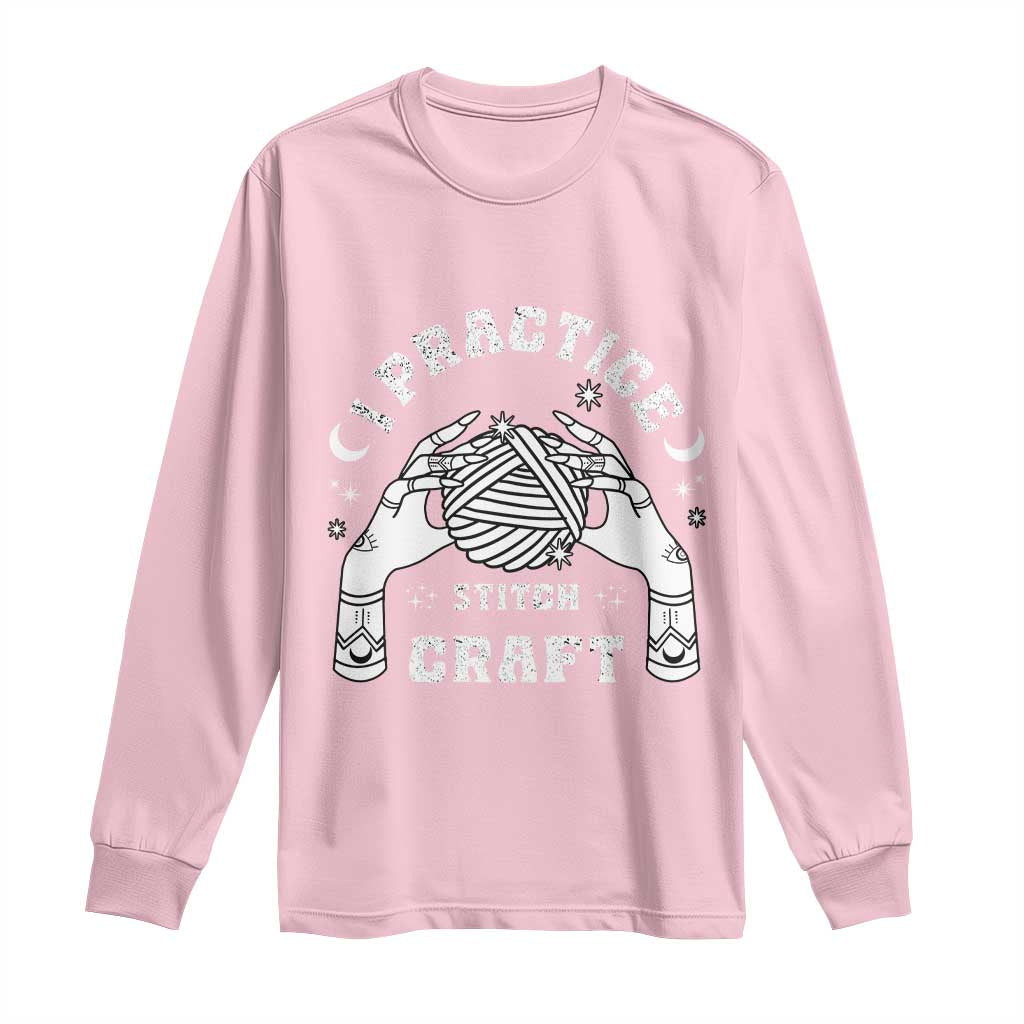Witch Crochet Long Sleeve Shirt I Practice Stitch Craft TS09 Light Pink Print Your Wear