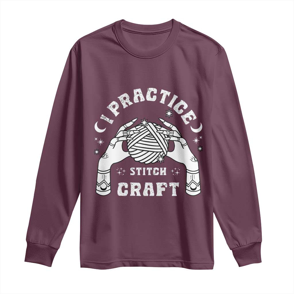 Witch Crochet Long Sleeve Shirt I Practice Stitch Craft TS09 Maroon Print Your Wear