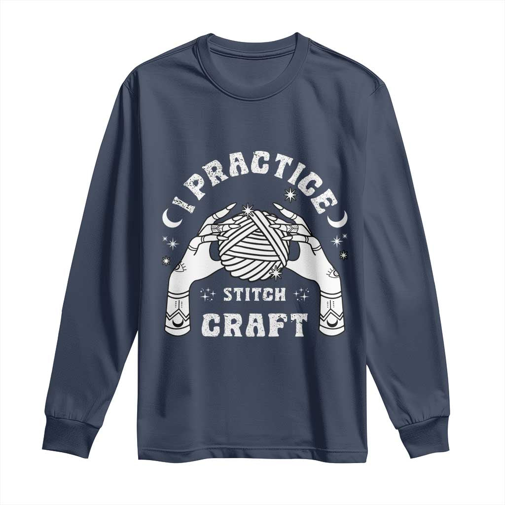 Witch Crochet Long Sleeve Shirt I Practice Stitch Craft TS09 Navy Print Your Wear