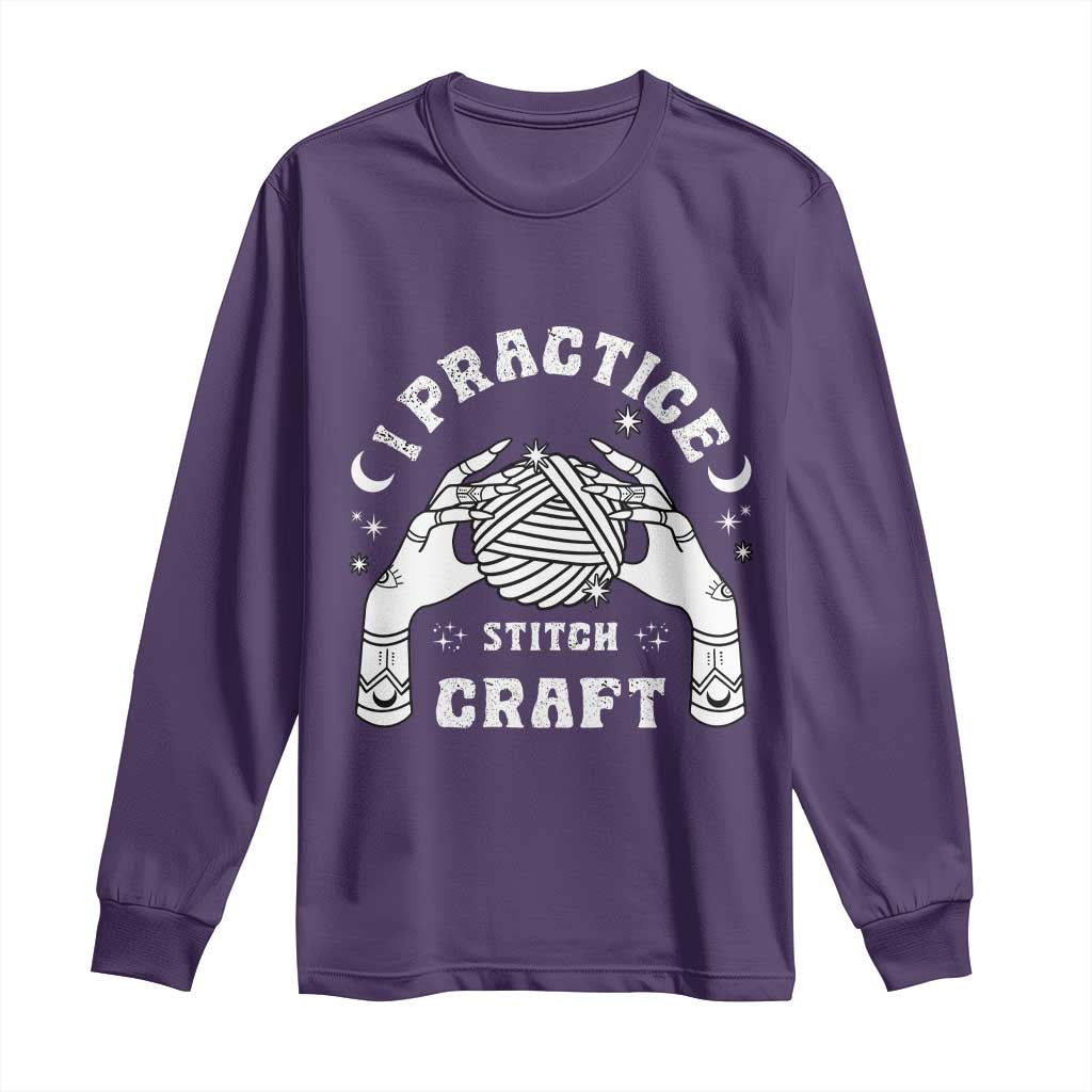 Witch Crochet Long Sleeve Shirt I Practice Stitch Craft TS09 Purple Print Your Wear