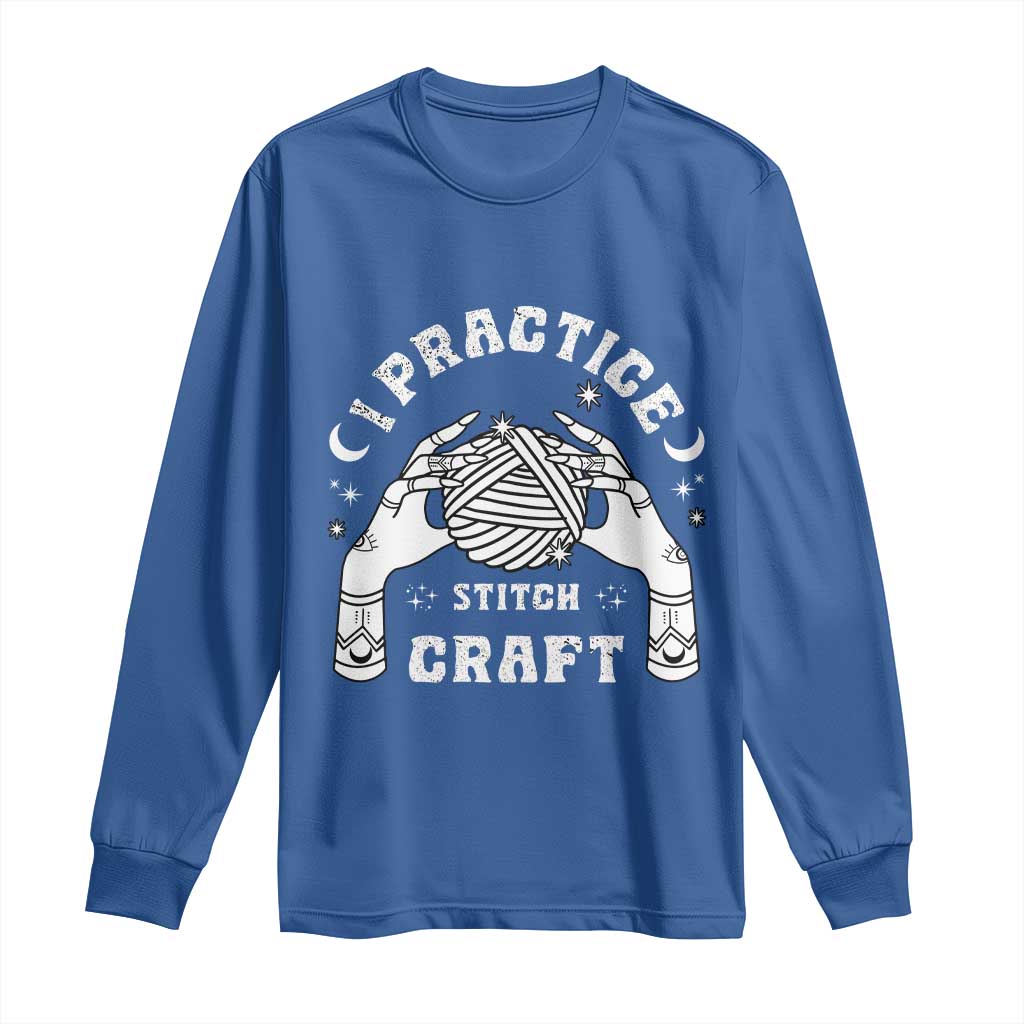Witch Crochet Long Sleeve Shirt I Practice Stitch Craft TS09 Royal Blue Print Your Wear