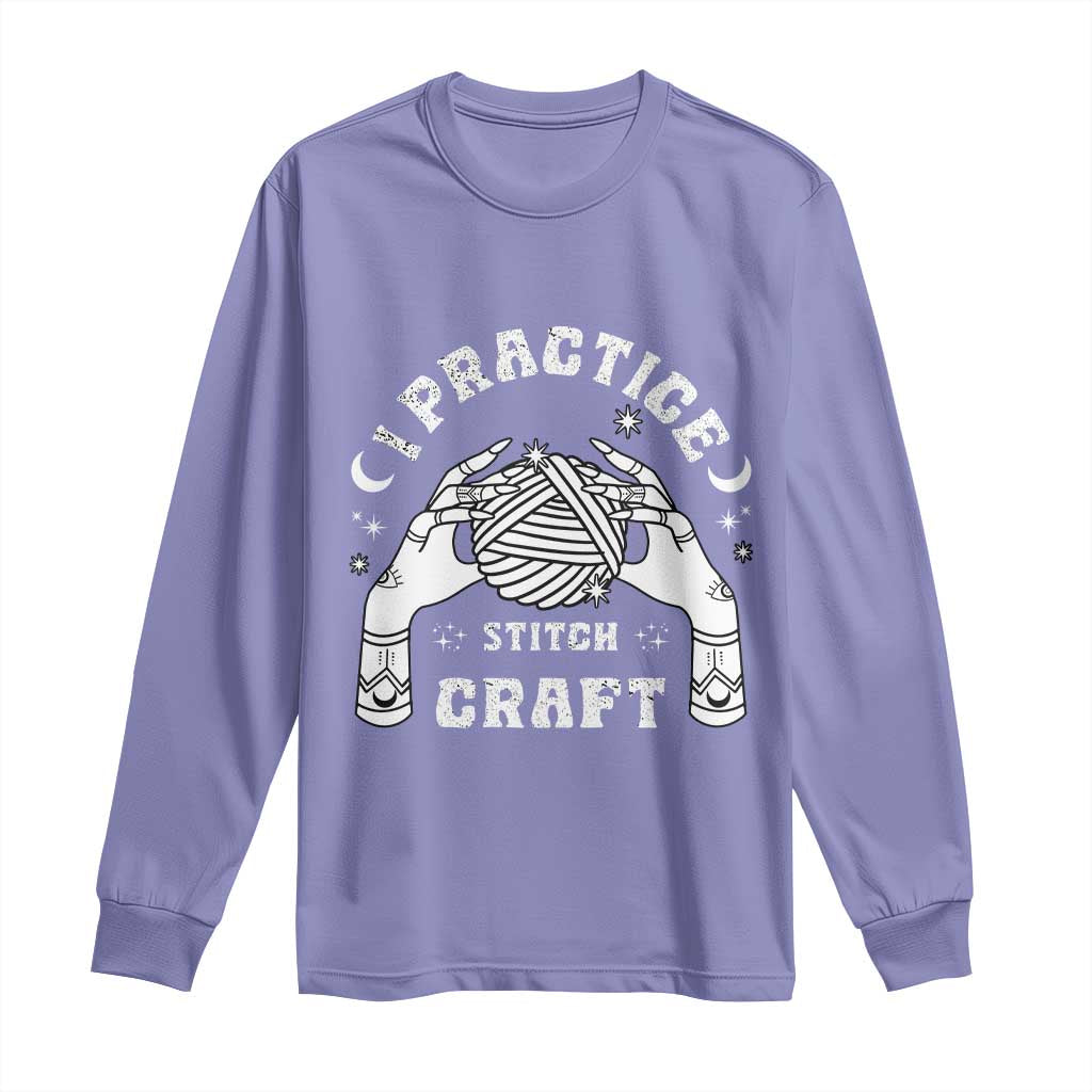 Witch Crochet Long Sleeve Shirt I Practice Stitch Craft TS09 Violet Print Your Wear