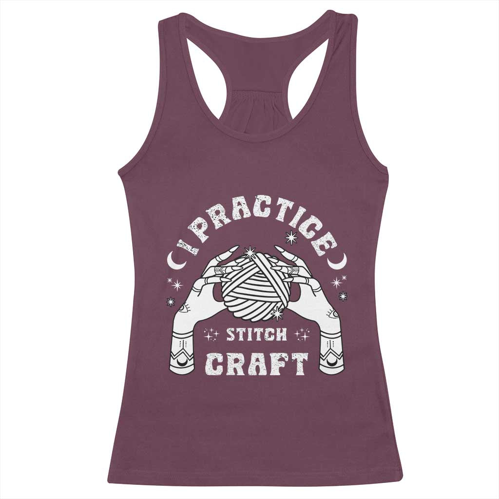 Witch Crochet Racerback Tank Top I Practice Stitch Craft TS09 Maroon Print Your Wear
