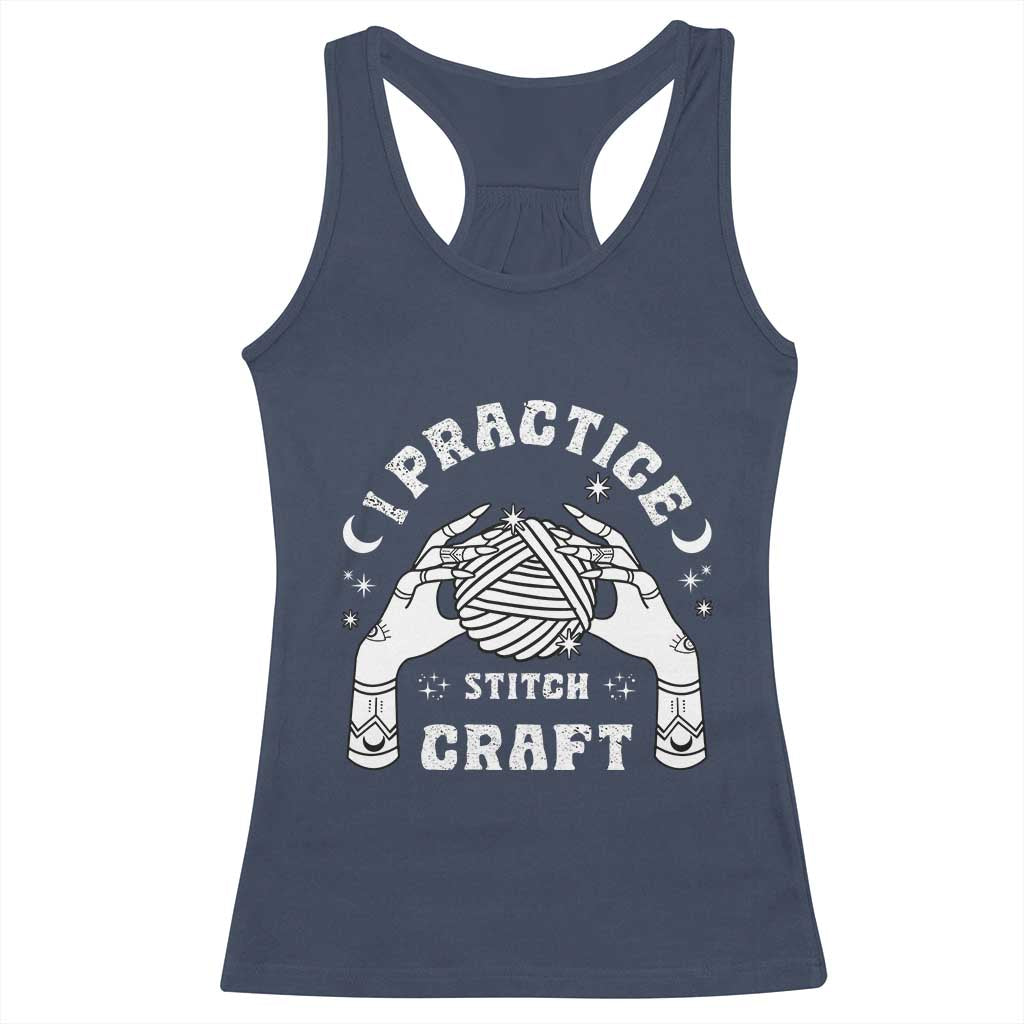 Witch Crochet Racerback Tank Top I Practice Stitch Craft TS09 Navy Print Your Wear