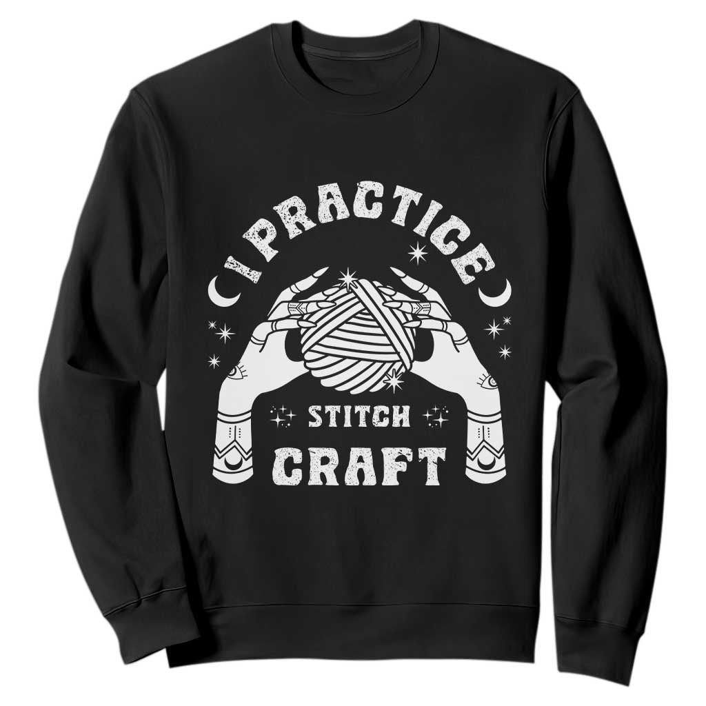 Witch Crochet Sweatshirt I Practice Stitch Craft TS09 Black Print Your Wear