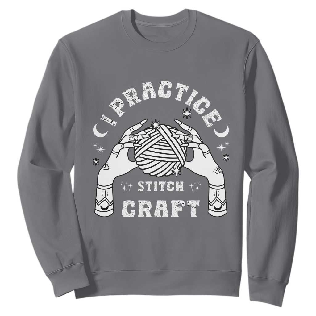 Witch Crochet Sweatshirt I Practice Stitch Craft TS09 Charcoal Print Your Wear