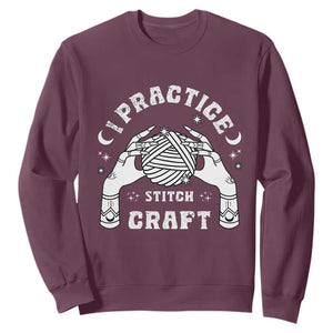 Witch Crochet Sweatshirt I Practice Stitch Craft TS09 Maroon Print Your Wear