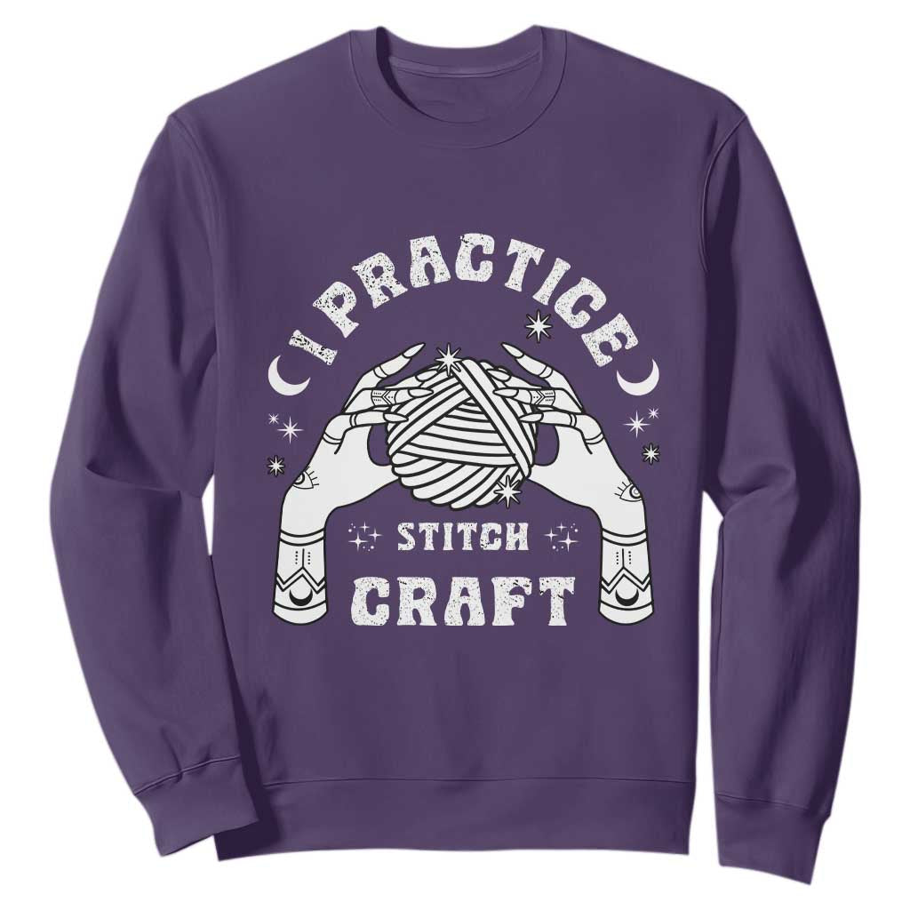 Witch Crochet Sweatshirt I Practice Stitch Craft TS09 Purple Print Your Wear