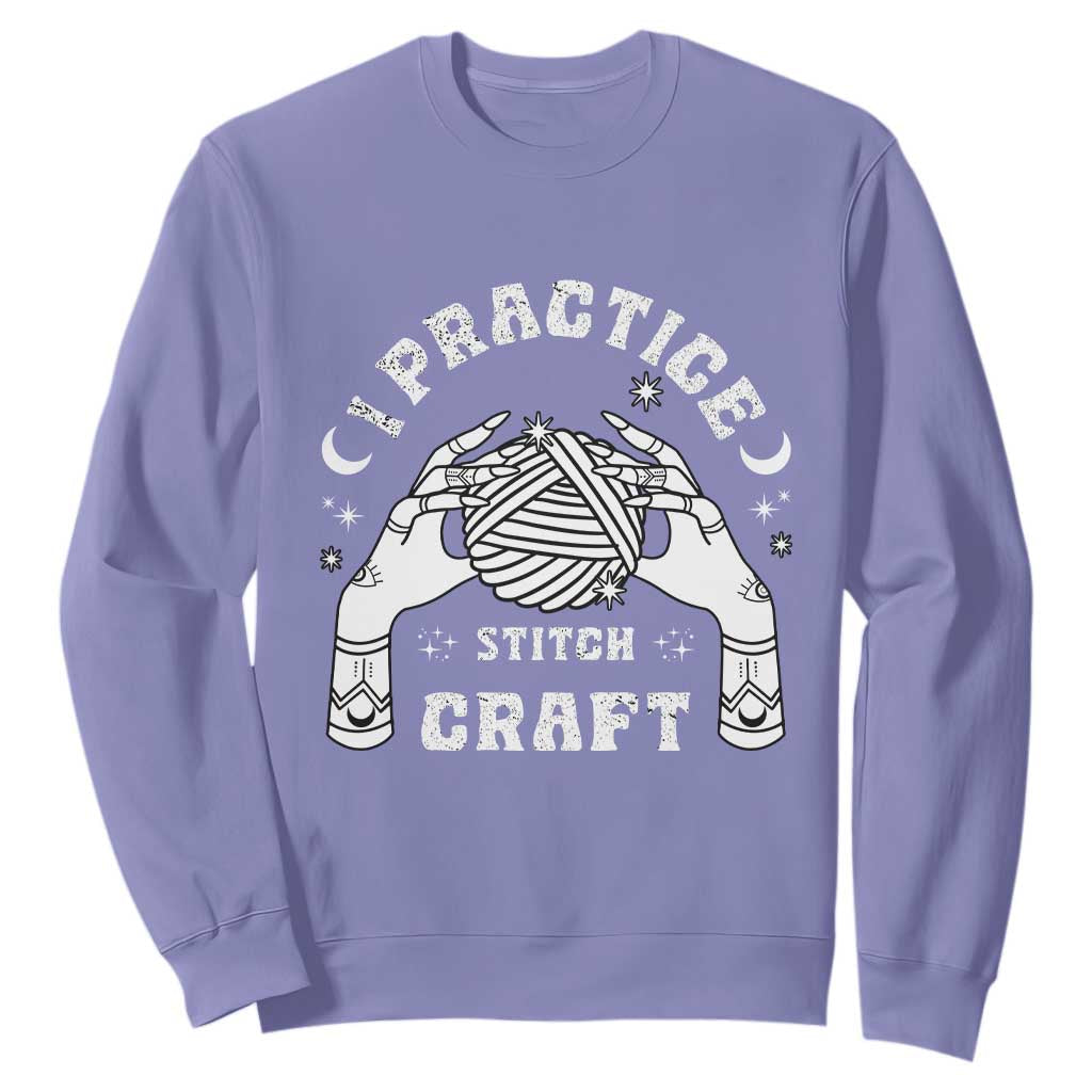 Witch Crochet Sweatshirt I Practice Stitch Craft TS09 Violet Print Your Wear