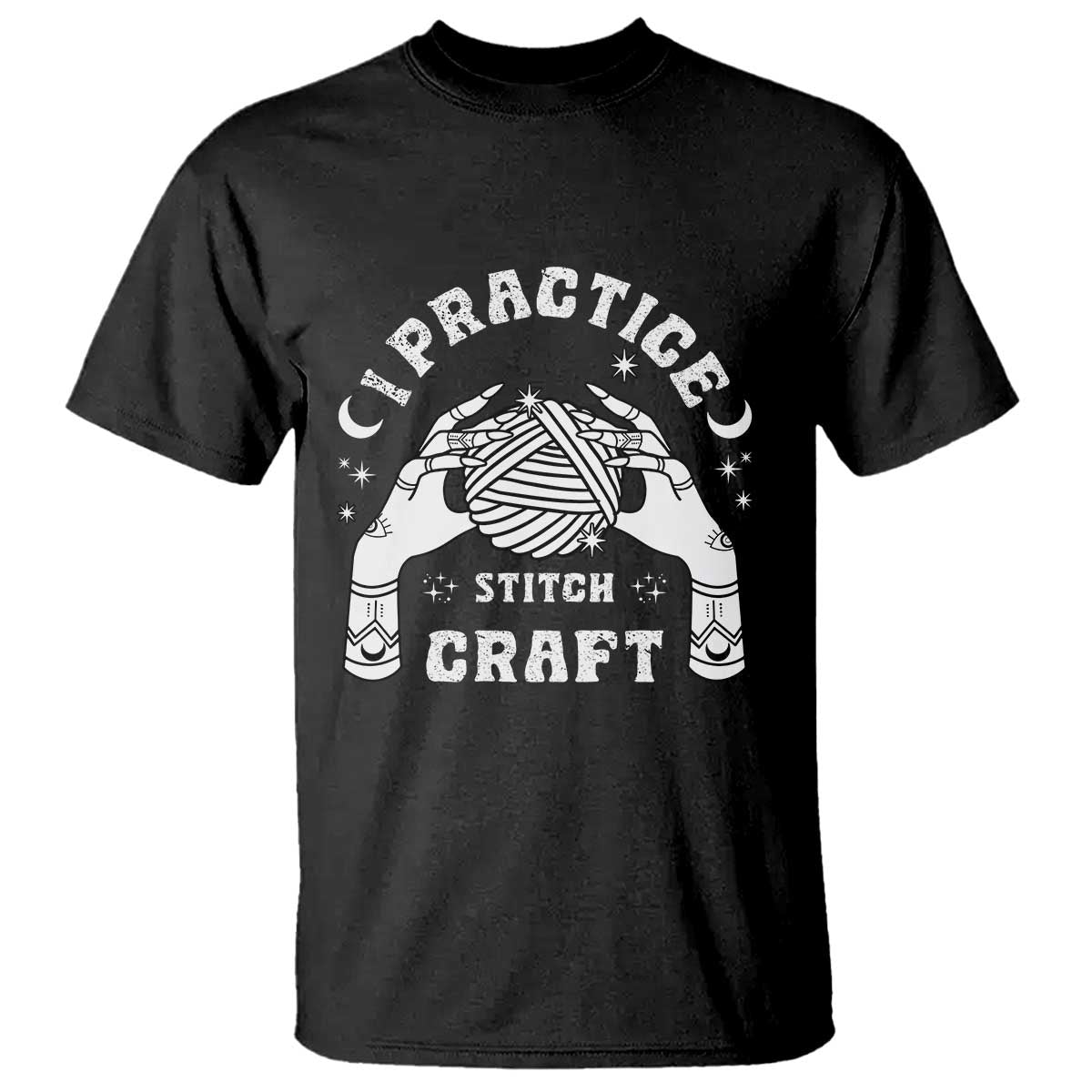 Witch Crochet T Shirt I Practice Stitch Craft TS09 Black Print Your Wear