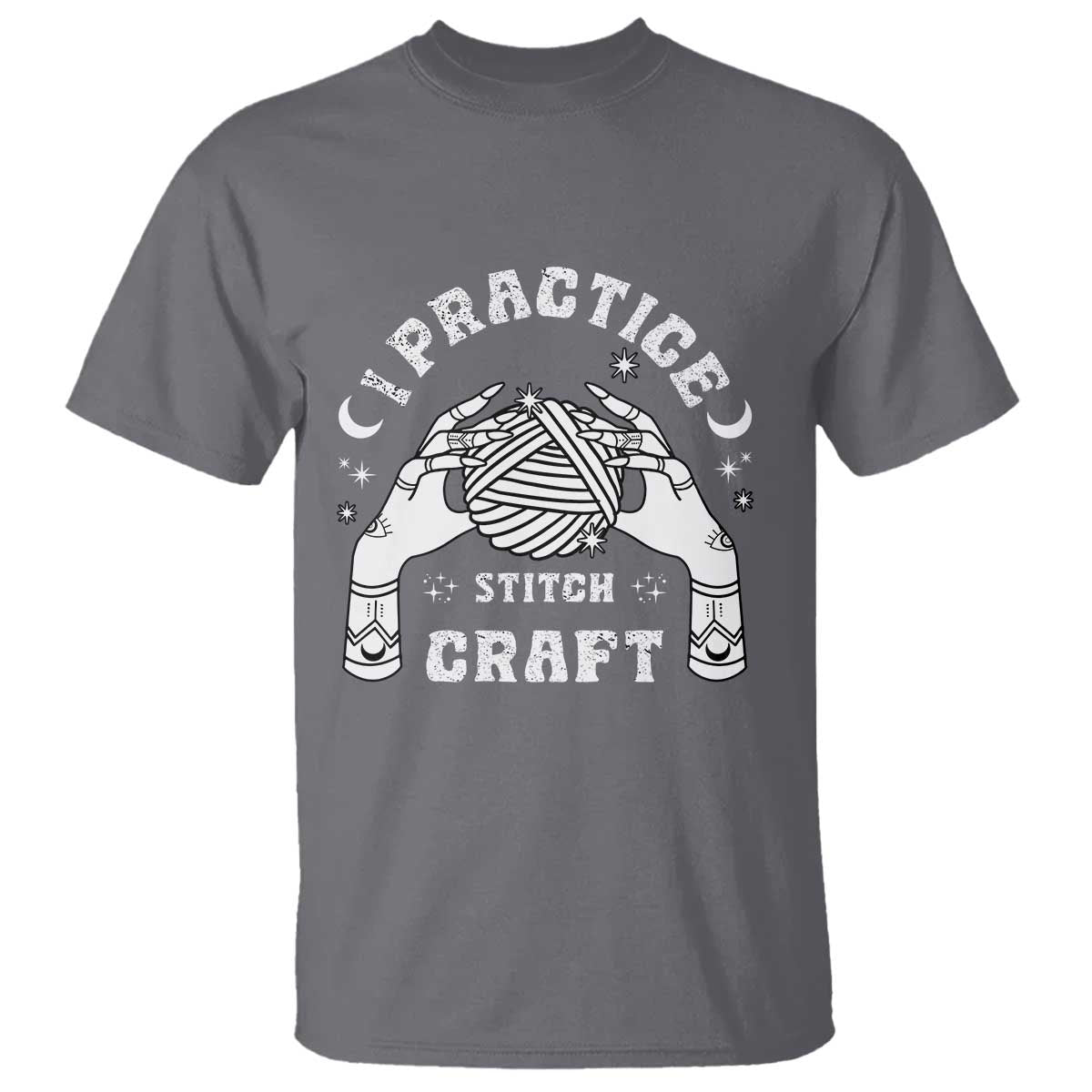 Witch Crochet T Shirt I Practice Stitch Craft TS09 Charcoal Print Your Wear