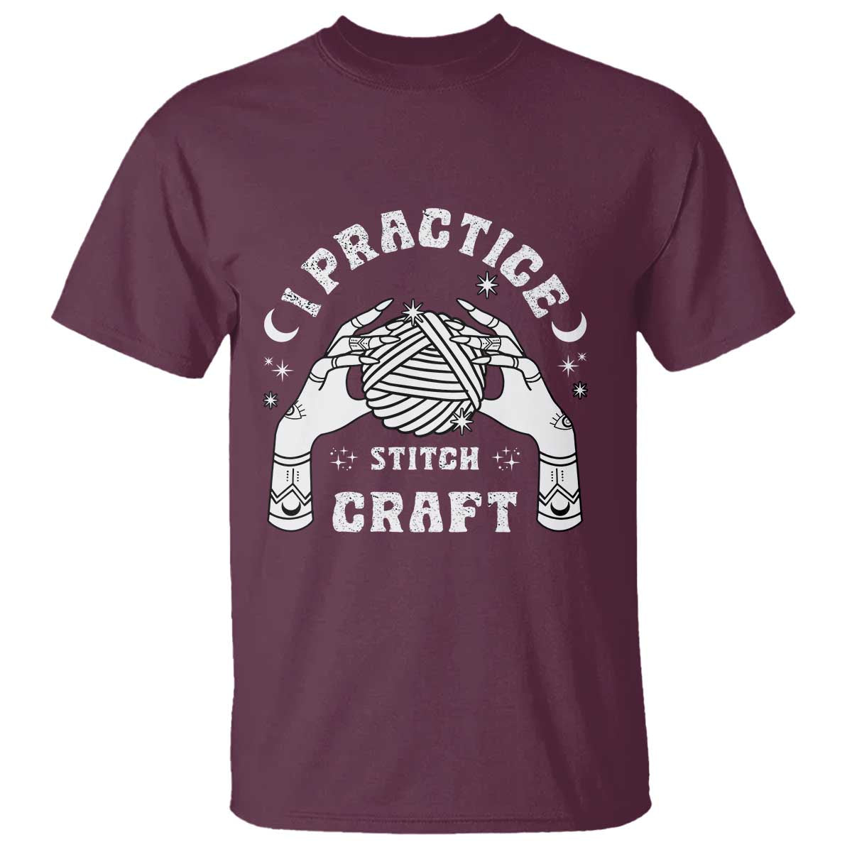 Witch Crochet T Shirt I Practice Stitch Craft TS09 Maroon Print Your Wear