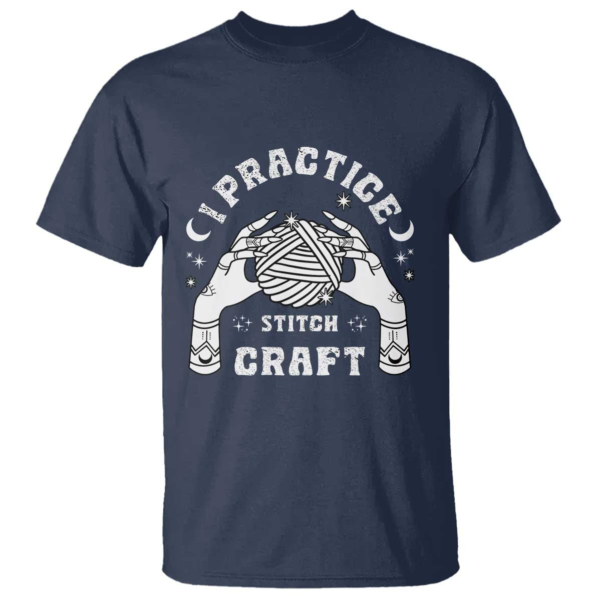 Witch Crochet T Shirt I Practice Stitch Craft TS09 Navy Print Your Wear