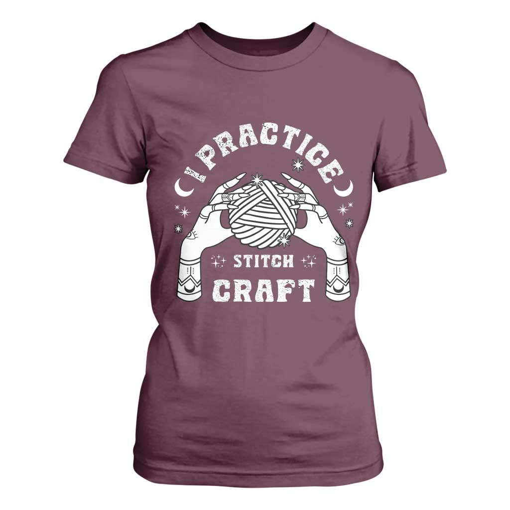 Witch Crochet T Shirt For Women I Practice Stitch Craft TS09 Maroon Print Your Wear