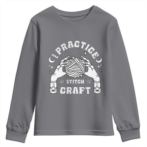 Witch Crochet Youth Sweatshirt I Practice Stitch Craft TS09 Charcoal Print Your Wear