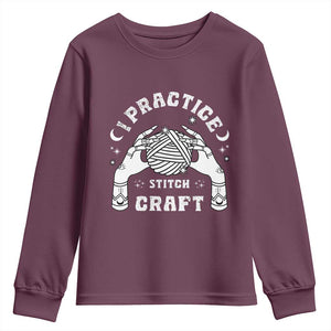 Witch Crochet Youth Sweatshirt I Practice Stitch Craft TS09 Maroon Print Your Wear