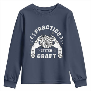 Witch Crochet Youth Sweatshirt I Practice Stitch Craft TS09 Navy Print Your Wear