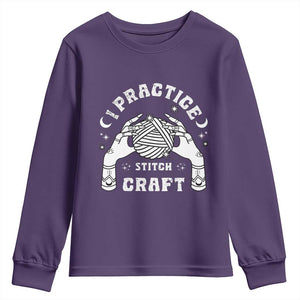 Witch Crochet Youth Sweatshirt I Practice Stitch Craft TS09 Purple Print Your Wear
