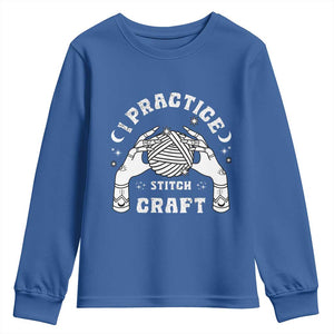 Witch Crochet Youth Sweatshirt I Practice Stitch Craft TS09 Royal Blue Print Your Wear