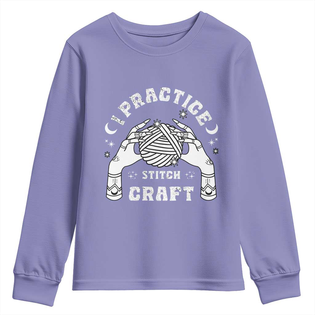 Witch Crochet Youth Sweatshirt I Practice Stitch Craft TS09 Violet Print Your Wear