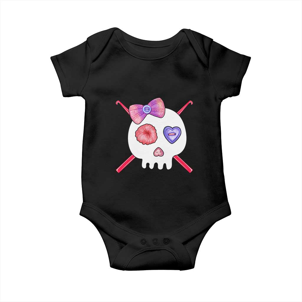 Cute Skull Crochet Knitting Baby Onesie TS09 Black Print Your Wear
