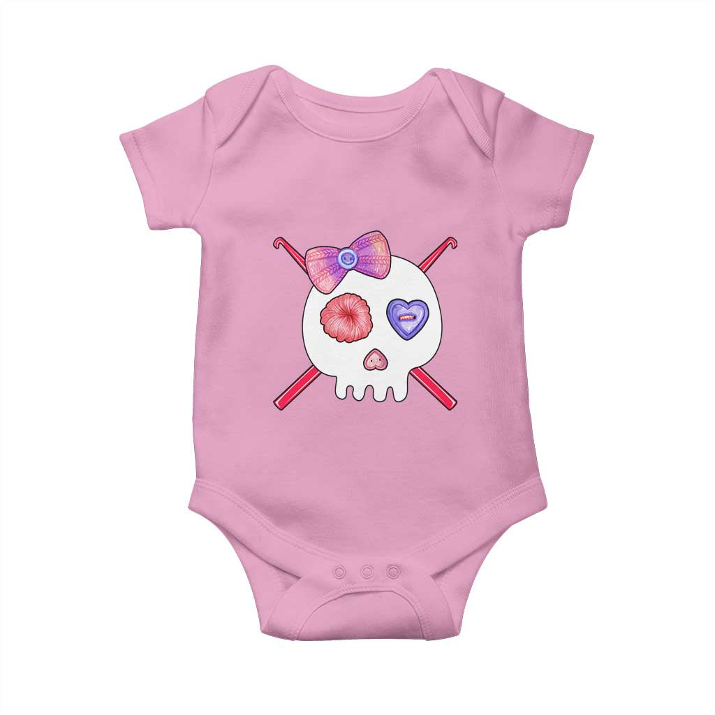 Cute Skull Crochet Knitting Baby Onesie TS09 Light Pink Print Your Wear