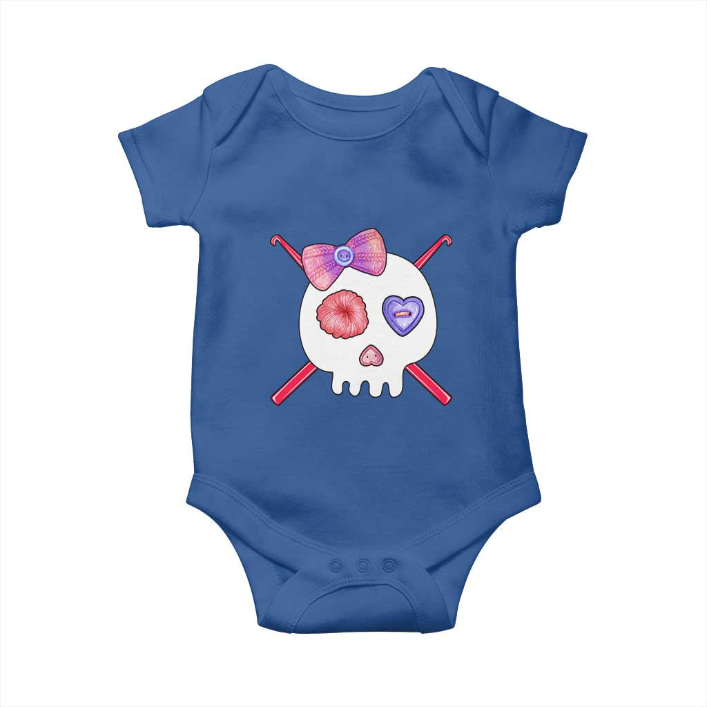 Cute Skull Crochet Knitting Baby Onesie TS09 Royal Blue Print Your Wear