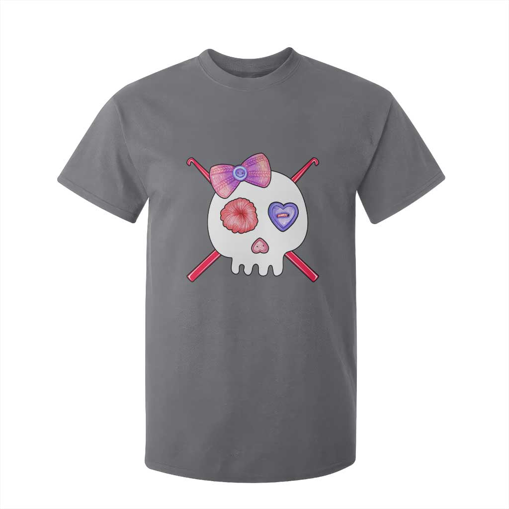 Cute Skull Crochet Knitting T Shirt For Kid TS09 Charcoal Print Your Wear