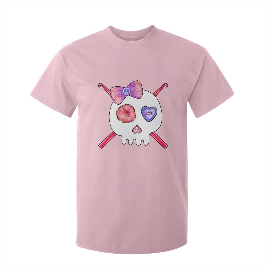 Cute Skull Crochet Knitting T Shirt For Kid TS09 Light Pink Print Your Wear