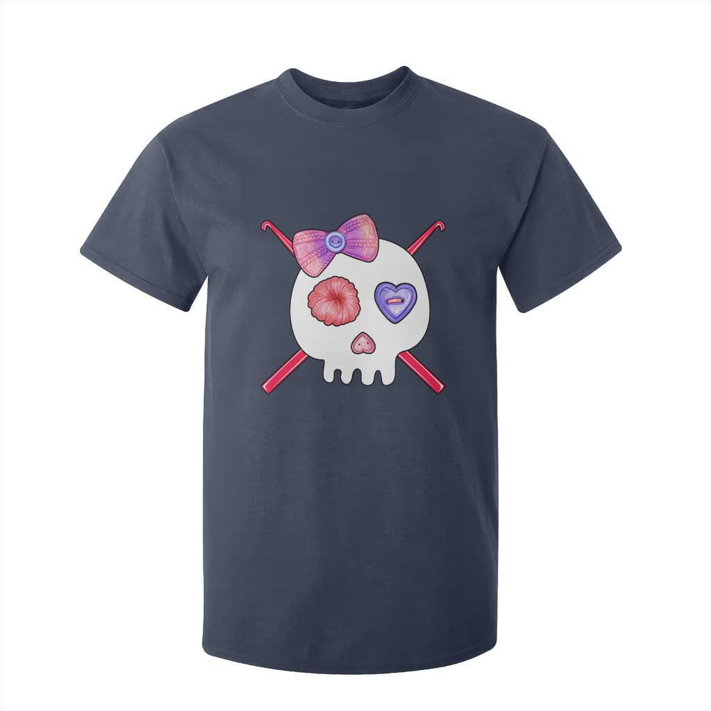 Cute Skull Crochet Knitting T Shirt For Kid TS09 Navy Print Your Wear