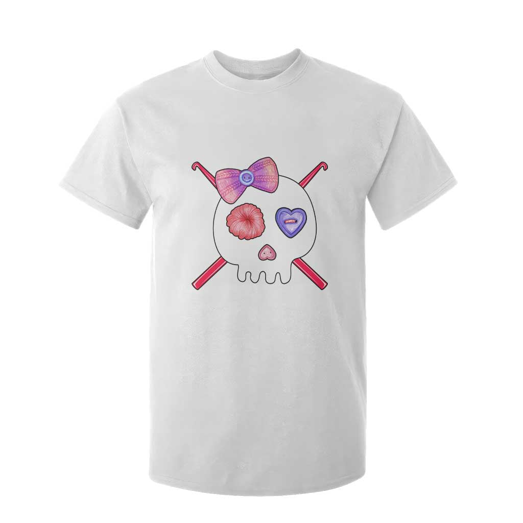 Cute Skull Crochet Knitting T Shirt For Kid TS09 White Print Your Wear