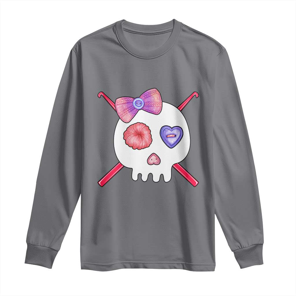 Cute Skull Crochet Knitting Long Sleeve Shirt TS09 Charcoal Print Your Wear
